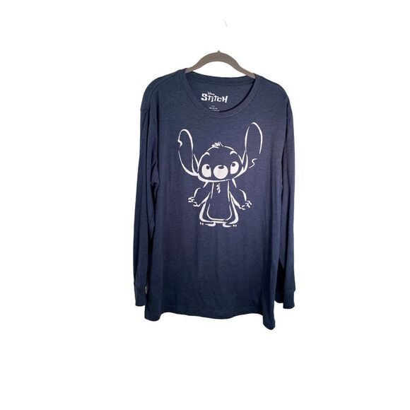 Disney stitch, women’s blue graphic print, long sleeve T-shirt, size large - Picture 2 of 4